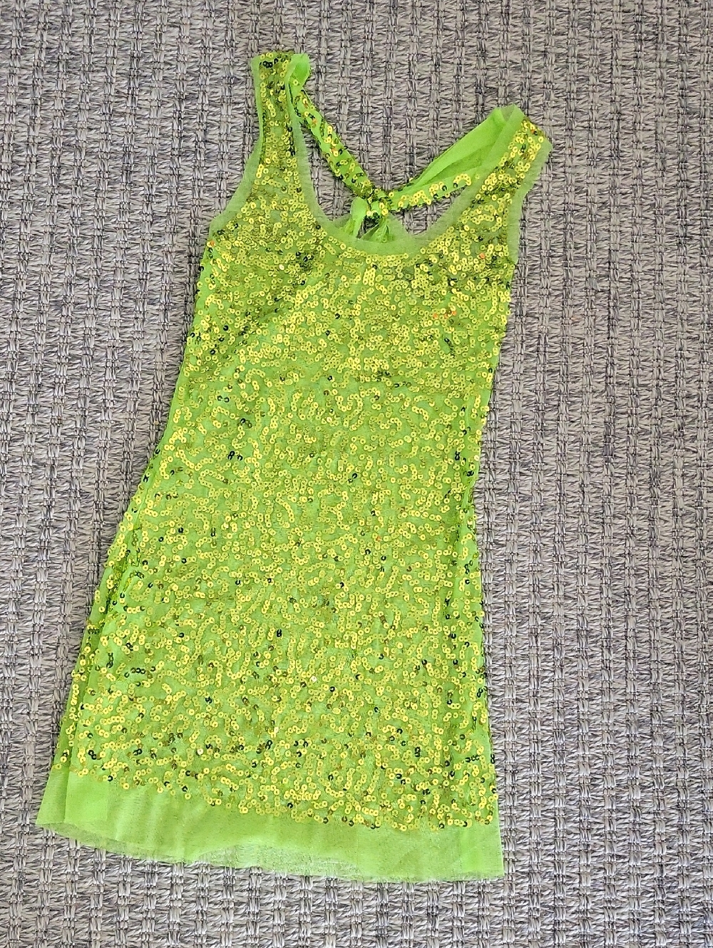 Wet Seal Neon Green Sequin Racerback Tank Top Xs